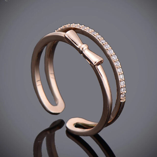 18K仕上げ❤️AAAランク高品質CZダイヤリング婚約指輪ロマンチッククラシック(リング(指輪))
