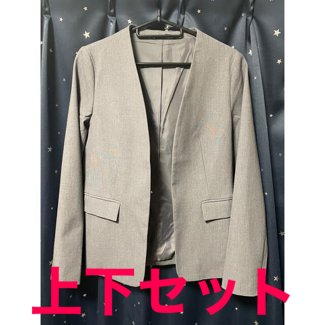 GU ノーカラージャケット テーパードアンクルパンツ セットアップ ライトグレー