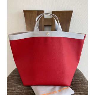 エルベシャプリエ(Herve Chapelier)の極美品　エルベシャプリエ　725GP  パプリカ  シルバー　ルージュ(トートバッグ)