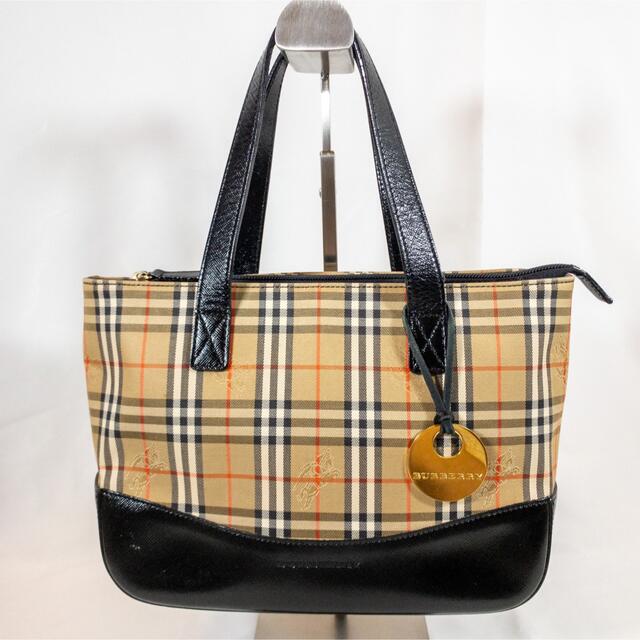 ハンドバッグ ノバチェック柄 キャンバス レザー Burberry