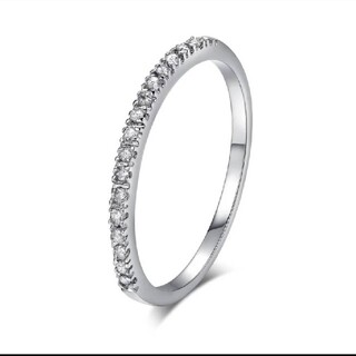 ハーフエタニティ リング マイクロパヴェ 6号～7号 シルバー 指輪 結婚指輪(リング(指輪))