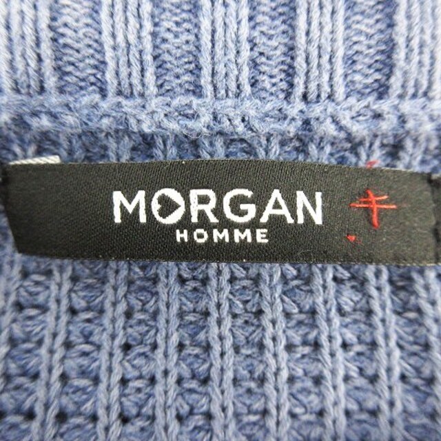 MORGAN HOMME(モルガンオム)のモルガンオム ニット カットソー 長袖 クルーネック コットン XL 青 ブルー メンズのトップス(ニット/セーター)の商品写真