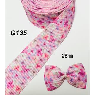 G135 グログランリボン　花柄(各種パーツ)