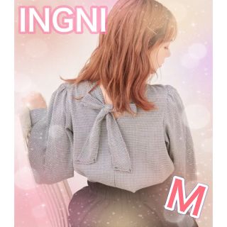 イング(INGNI)のINGNI  backリボンHN ブラック M 千鳥  (カットソー(長袖/七分))