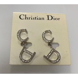 クリスチャンディオール(Christian Dior)のChristian Dior  CDロゴ　ラインストーン　シルバー　イヤリング(イヤリング)