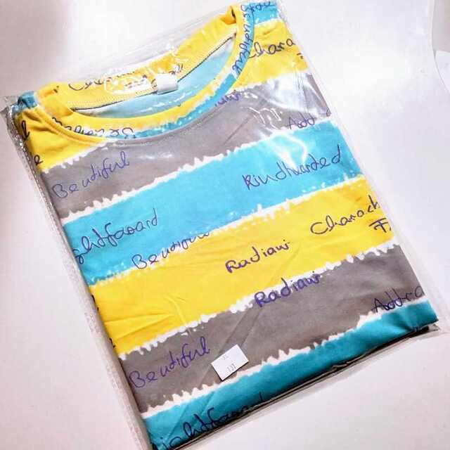 Tシャツ ワンピース ロングｔシャツ レディース 夏ワンピ 半袖 アジアン M レディースのトップス(Tシャツ(半袖/袖なし))の商品写真