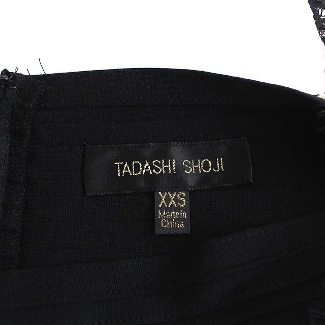 TADASHI SHOJI(タダシショウジ)のタダシショージ 七分袖 ワンピース ドレス ひざ丈 レース 切替 XXS 黒 レディースのワンピース(ひざ丈ワンピース)の商品写真