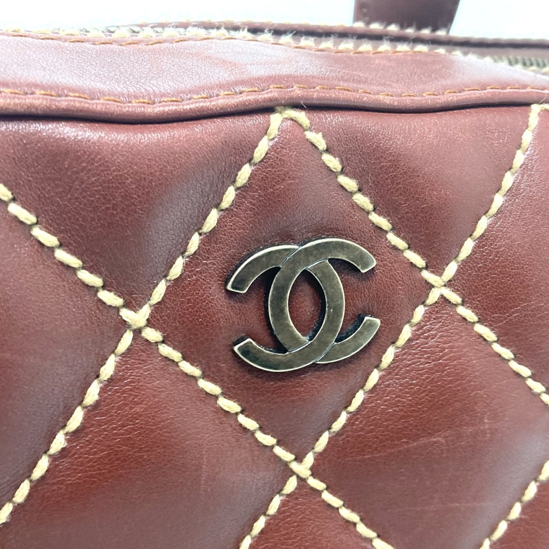 CHANEL(シャネル)のシャネル CHANEL ワイルドステッチ CC ココマーク カバン ヴィンテージ ハンドバッグ カーフスキン ブラウン レディースのバッグ(ハンドバッグ)の商品写真