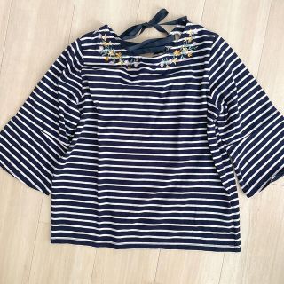 オリーブデオリーブ(OLIVEdesOLIVE)のOLIVE des OLIVE  七分袖　カットソー　ボーダー　ネイビー(カットソー(長袖/七分))