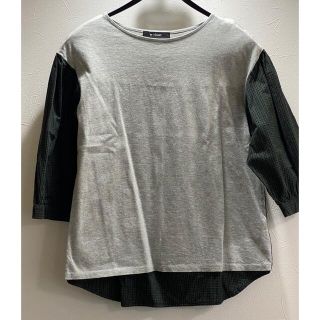 ダブルクローゼット(w closet)のW CLOSET☆切り替え　異素材　チェックカットソー(シャツ/ブラウス(長袖/七分))