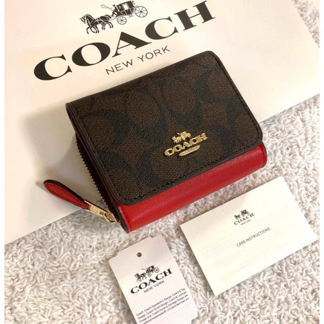 【　美品】COACH ミニ財布  三つ折り財布　ミニウォレット　匿名発送