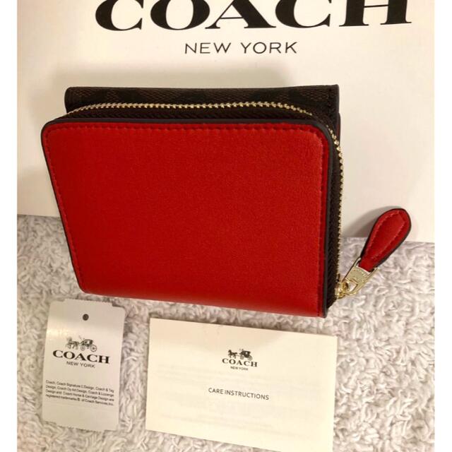 coach コーチ お財布　三つ折り　シグネチャー ブラウン レッド