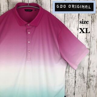 【美品】GDO メンズ 半袖 ポロシャツ ゴルフ グラデーション XL(ポロシャツ)