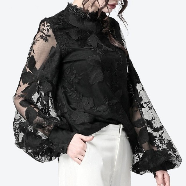 森の雑貨屋さん 新品シースルー シフォン 花柄 シャツ レディース トップス ブラウス 黒 通販 シアートップス レース ブラウス 病みかわ シアー Tシャツ 韓国 モード 黒