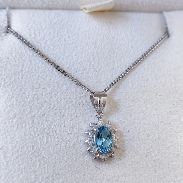 ダイヤモンド×アクアマリン ネックレス Pt900 0.35ct 4.7g | www