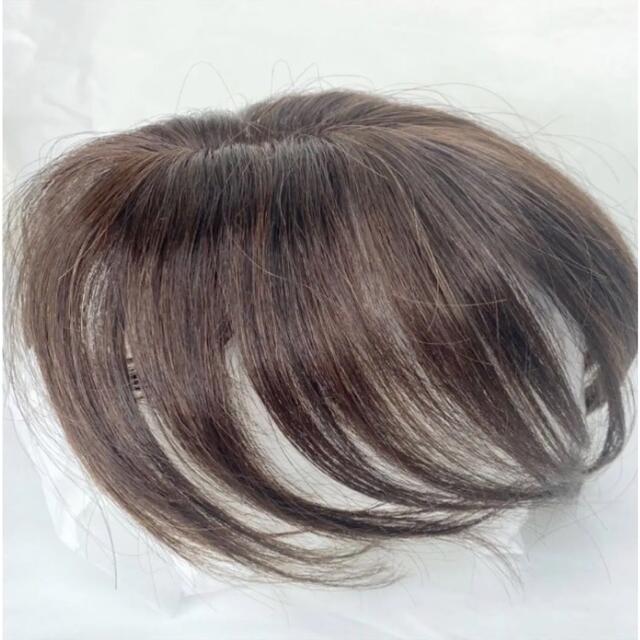 レディース人毛100%✨前髪付き部分ウィッグ地肌付きヘアピースオシャレなブラウンカラー