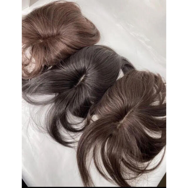 人毛100%✨前髪付き部分ウィッグ地肌付きヘアピースオシャレなブラウン