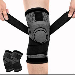 二枚セット　膝サポーター加圧式膝固定サポーター商品　黒色　Mサイズ(トレーニング用品)