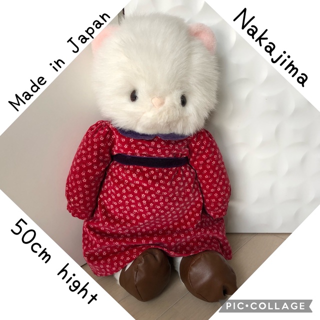 Nakajima 昭和レトロ　アンティーク可愛い白いニャンコのぬいぐるみ♪
