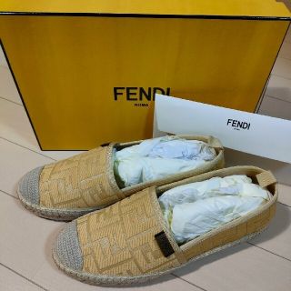 【新品未使用】 FENDI フェンディ Embroidered fabric espadrilles エスパドリーユ シューズ 靴 7P1359AAWB 【8.5：約27.5cm/TABACCO】