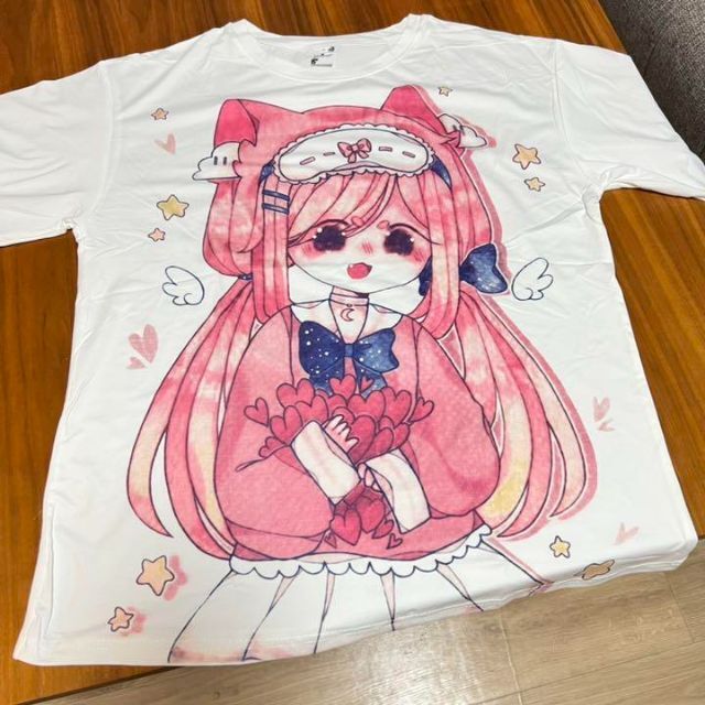 半袖　tシャツ　量産型　病みかわいい　地雷系　原宿ストリート　ビックシルエット レディースのトップス(Tシャツ(半袖/袖なし))の商品写真