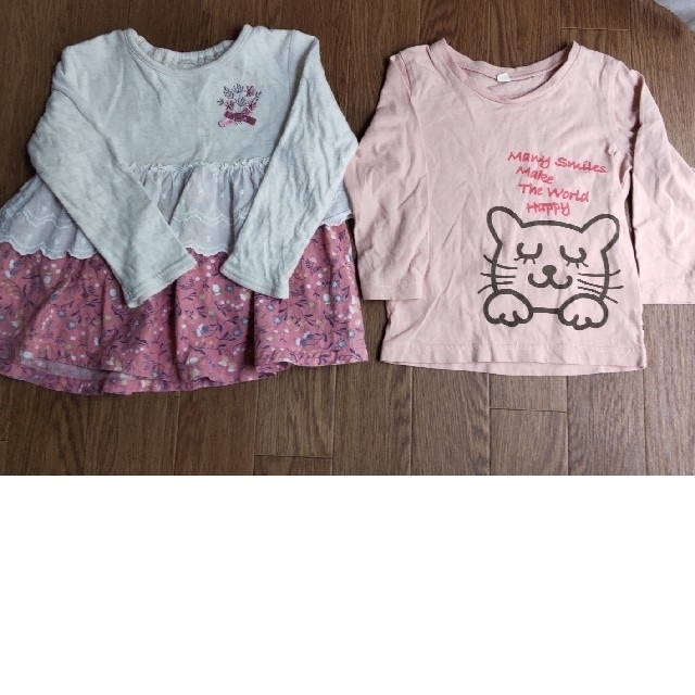 キムラタン(キムラタン)の女の子　長袖　カットソー　2枚組　サイズ90 キッズ/ベビー/マタニティのキッズ服女の子用(90cm~)(Tシャツ/カットソー)の商品写真