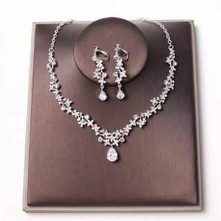 ウエディング アクセサリー セット キュービックジルコニア ネックレス ピアス(ネックレス)