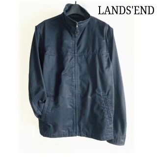 ランズエンド(LANDS’END)のLANDS'END 前ファスナー スタンドカラー ジャンパー(紺色)(ブルゾン)