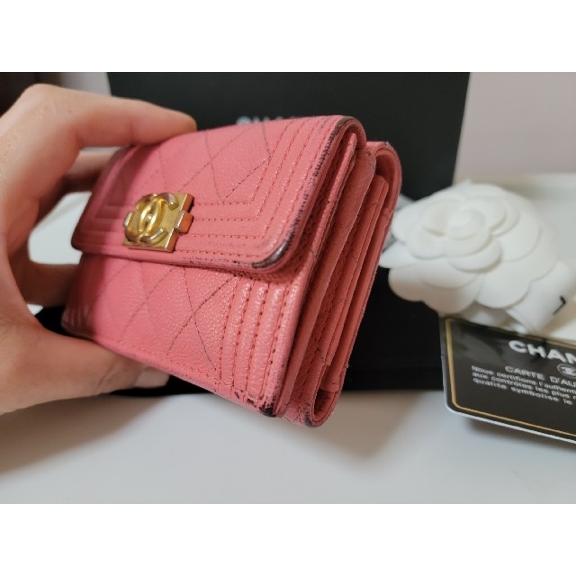 CHANEL　三ツ折　お財布　ピンク