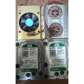 4TB HDD2台＋HDDクーラー2台(PCパーツ)