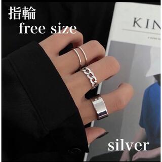 シルバー  リング　指輪　レディース　メンズ　3点セット　韓国　フリーサイズ(リング(指輪))