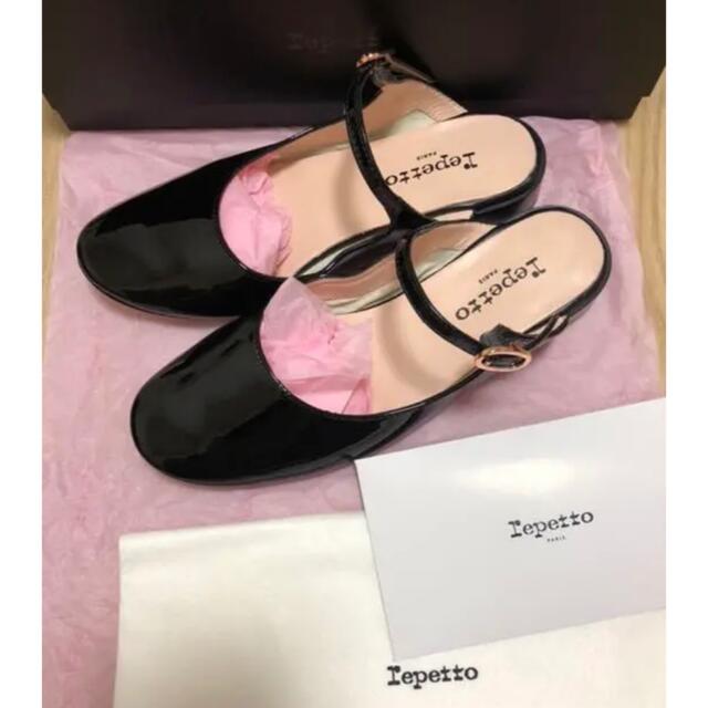 repetto(レペット)のレペットrepetto エナメル黒ブラックミュールシューズ レディースの靴/シューズ(ミュール)の商品写真