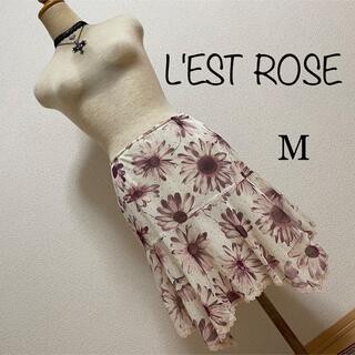レストローズ(L'EST ROSE)のL'EST ROSE レストローズ　スカート　白　紫　花柄(ミニスカート)