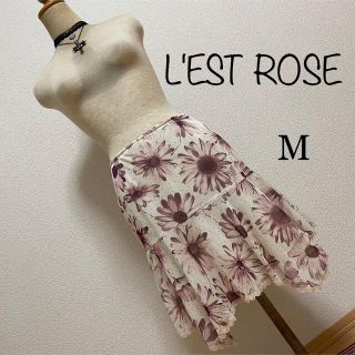 レストローズ(L'EST ROSE)のL'EST ROSE レストローズ　スカート　白　紫　花柄(ミニスカート)