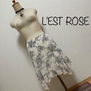 レストローズ(L'EST ROSE)のL'EST ROSE レストローズ　スカート　白　水色　花柄(ミニスカート)