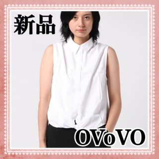 新品 OVoVO シャツ ブラウス ブランド ワンピ 夏 白黒 チュニック 長袖(シャツ/ブラウス(半袖/袖なし))