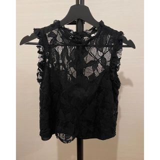 ザラ(ZARA)のZARA ザラ　ノースリーブ　黒レース　ブラック　トップス(Tシャツ(半袖/袖なし))