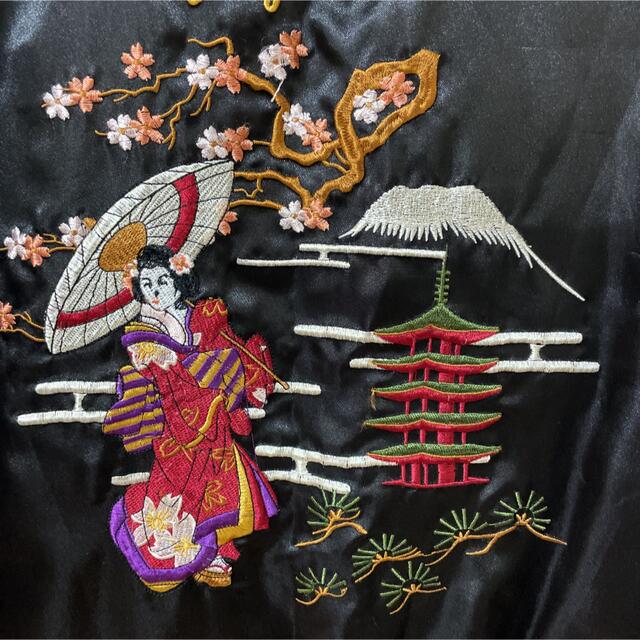 ビンテージ デザイン刺繍 デカ刺繍 日本画 スカジャン レトロ 古着