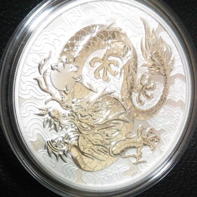 【逸品】 2021年ドラゴン 龍 純銀 1オンス銀貨 高級カプセル入り