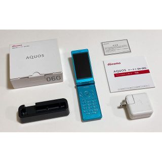 エヌティティドコモ(NTTdocomo)の【大幅値下】SHARP AQUOS SH-06G Blue Green ガラケー(携帯電話本体)