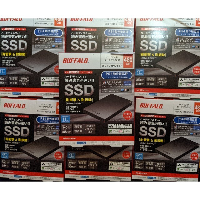 PC周辺機器BUFFALO SSD-PG480U3-BA 7台