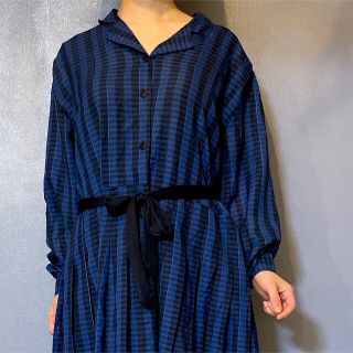 vintage ワンピース　ストライプ　ヨーロッパ古着(ロングワンピース/マキシワンピース)