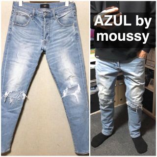 アズールバイマウジー(AZUL by moussy)のAZUL by moussyダメージジーンズダメージデニムクラッシュデニム(デニム/ジーンズ)