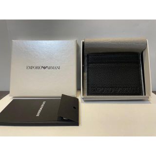 エンポリオアルマーニ(Emporio Armani)の新品未使用品 アルマーニ カードケース ブラック 定期入れ レザー 箱付き(名刺入れ/定期入れ)