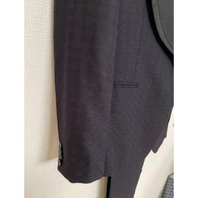 イタリア製　新郎　タキシード　紺色　テーラードジャケット スーツ メンズのスーツ(スーツジャケット)の商品写真