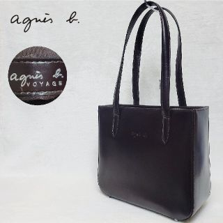 アニエスベー(agnes b.)のagnes b. アニエスベー　ハンドバッグ オールレザー ロゴ ダークブラウン(ハンドバッグ)