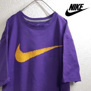 ナイキ(NIKE)のNIKE ナイキ ビッグスウッシュ プリントロゴ 半袖 Tシャツ パープル L(Tシャツ/カットソー(半袖/袖なし))