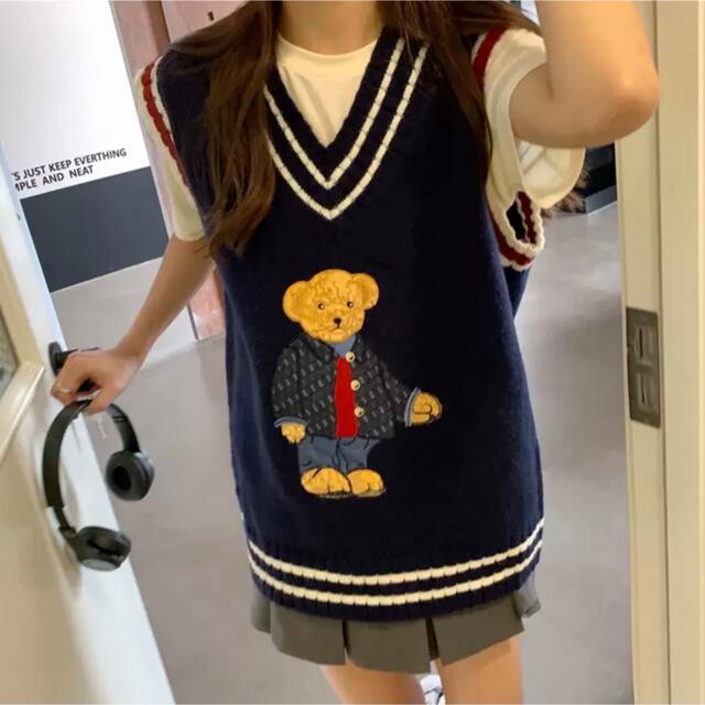 Ralph Lauren(ラルフローレン)の【新着】ビックベア　ベスト　秋服　韓国ファッション　インポート　制服　お洒落 レディースのトップス(ベスト/ジレ)の商品写真