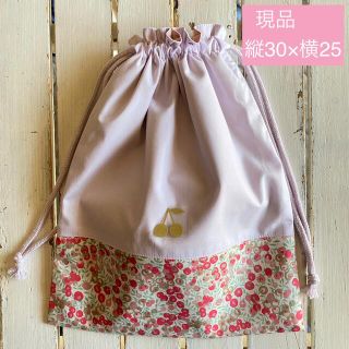 現品即発送可能☆ウィルトシャー×さくらんぼワッペン体操服袋 お着替え袋 巾着袋(体操着入れ)