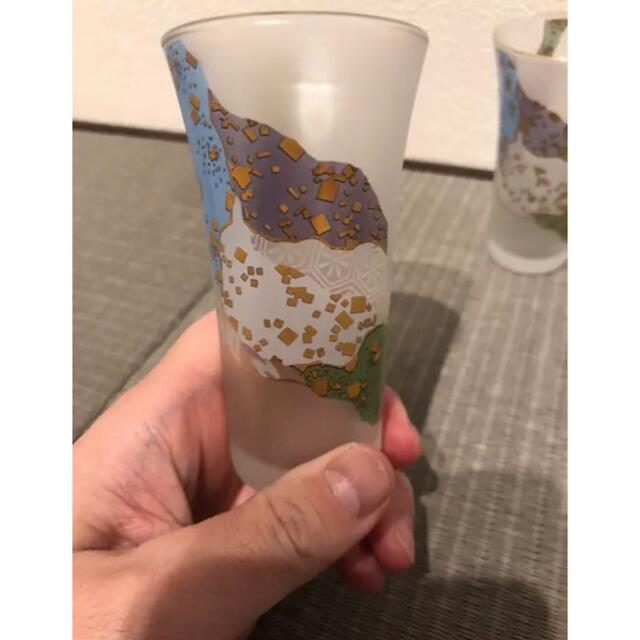 昭和レトロ和柄日本画冷茶グラス×4・麦茶・和風・磨りガラス・浮世絵・海外土産 インテリア/住まい/日用品のキッチン/食器(グラス/カップ)の商品写真